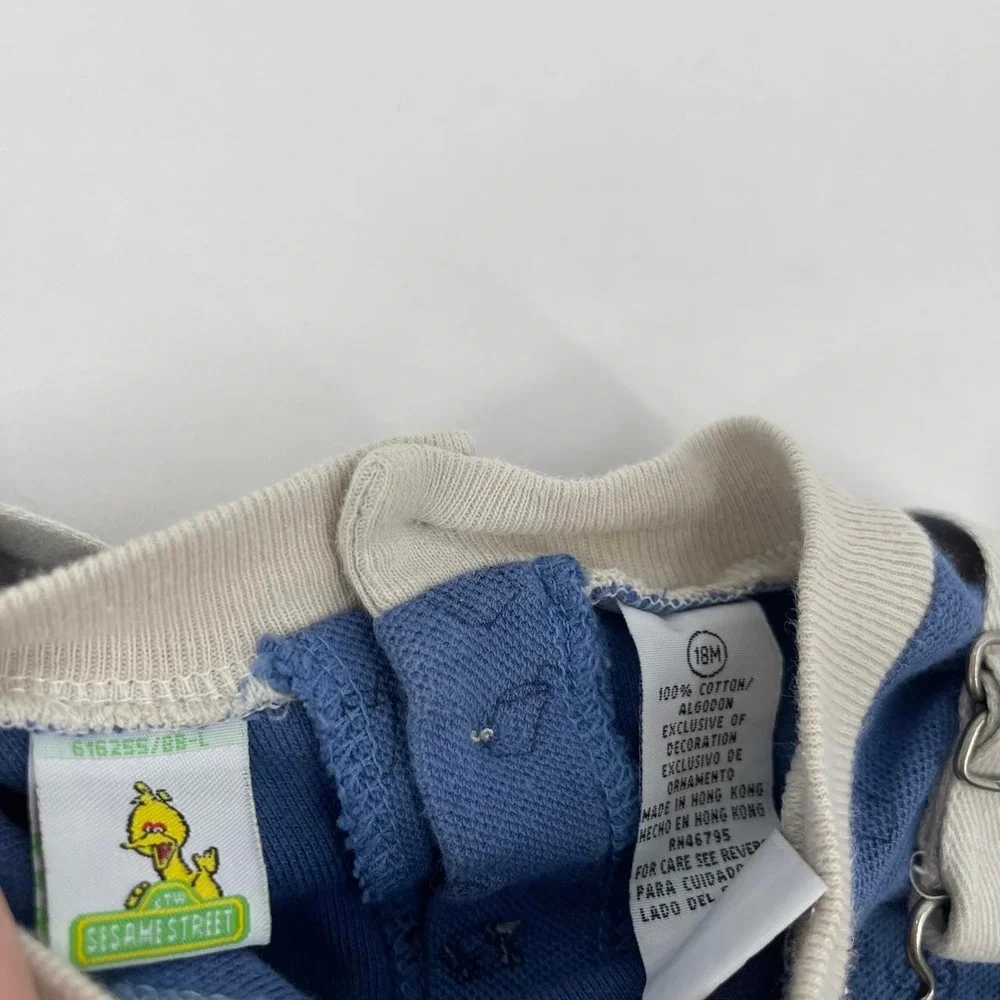 Vintage Y2K Sesame Street Elmo Kid's Character Overalls Rare Cookie Monster 18 M